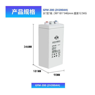 Shuangdeng GFM-200 Replacement Plate for 2V200Ah Lead Acid Battery Total Height 365mm